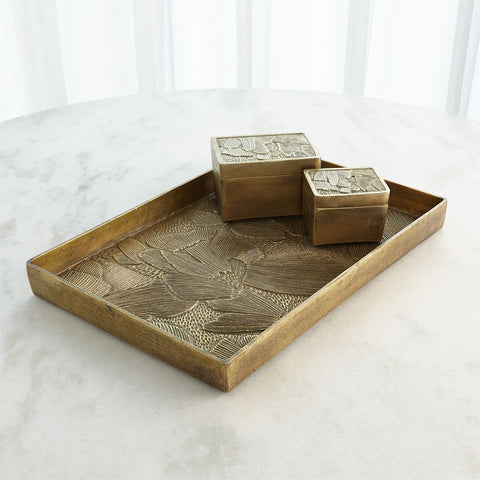 FLORA TRAY-ANTIQUE BRASS