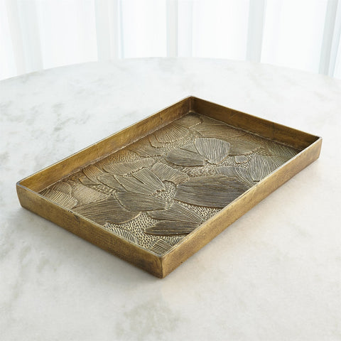 FLORA TRAY-ANTIQUE BRASS