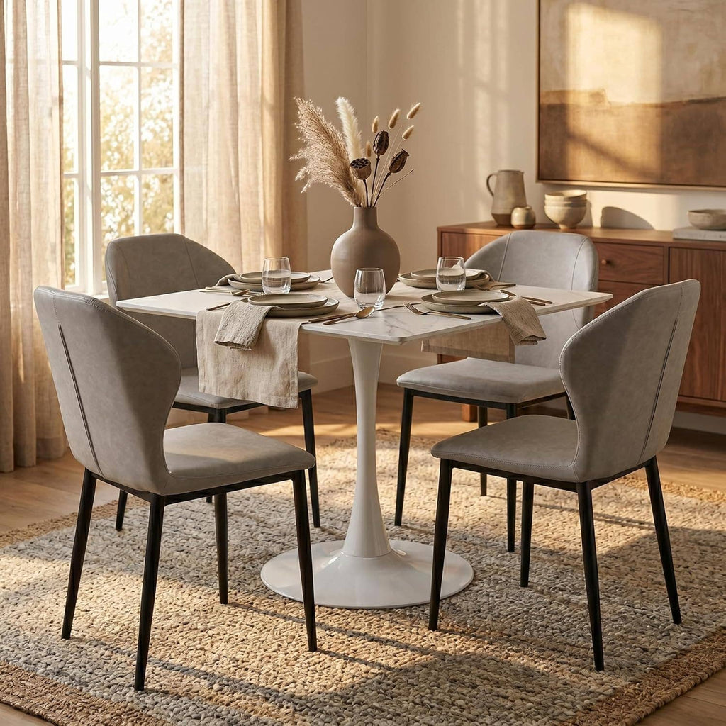Bristol Sintered Stone Dining Table - Square Modern: Black / Black