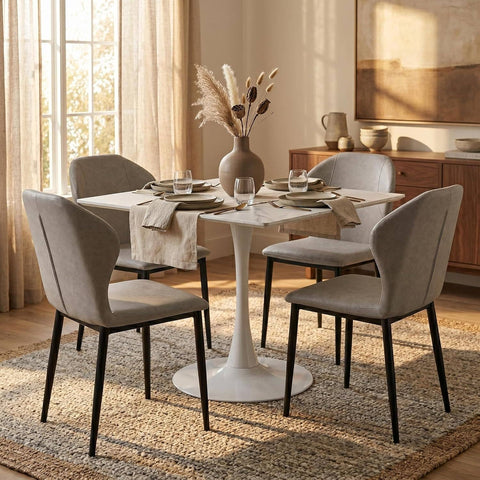 Bristol Sintered Stone Dining Table - Square Modern: Black / Black