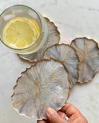 Set of 4 Free Form Geode Coasters: Turquoise / Gold