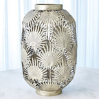 TROPICAL PALM LEAF NICKEL LANTERN - Hedi's Furniture