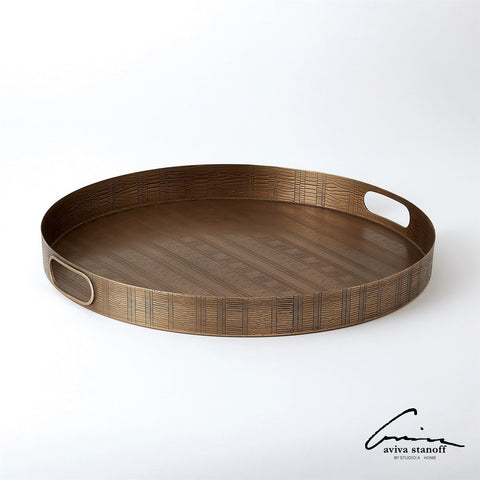 KOKORO ETCHED ROUND TRAY-BRASS