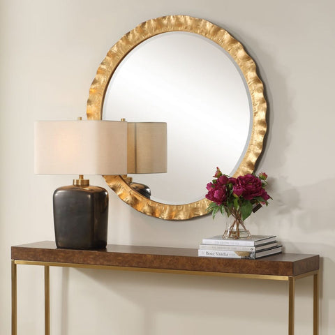 Haya Round Mirror, Gold
