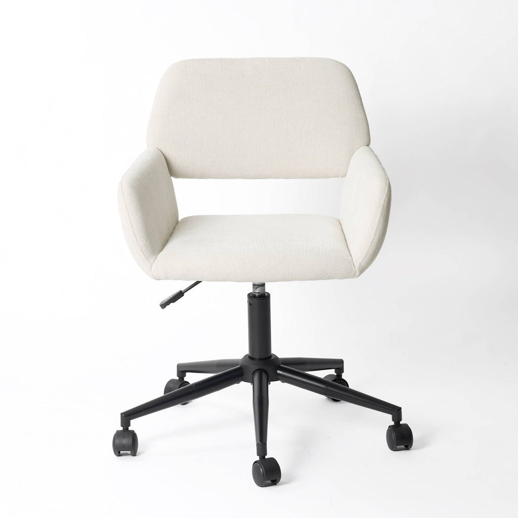 Adjustable Task Chair with Swivel Base Suede Brown/Beige: Ivory Beige