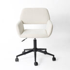 Adjustable Task Chair with Swivel Base Suede Brown/Beige: Ivory Beige