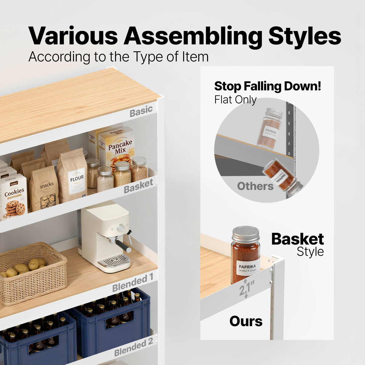 36"W 5-Tier Shelf for Closet, Pantry & Home Office, 1Pack: White