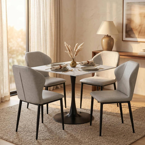 Bristol Sintered Stone Dining Table - Square Modern: Black / Black
