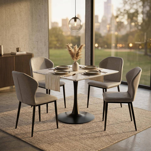 Bristol Sintered Stone Dining Table - Square Modern: Black / Black