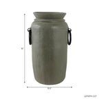 Decorative Vase - Green/Black Ceramic Metal Handles, 16 in.