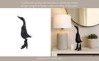 Bamboo Wood Duck in Rainboots Figurine - Black, 20 in.