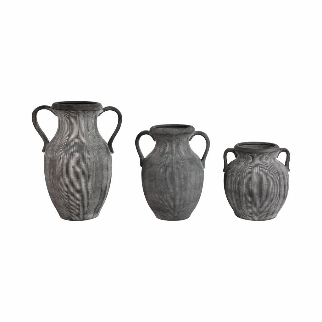 Black 15 in. Dolomite Amphora Weathered Vase