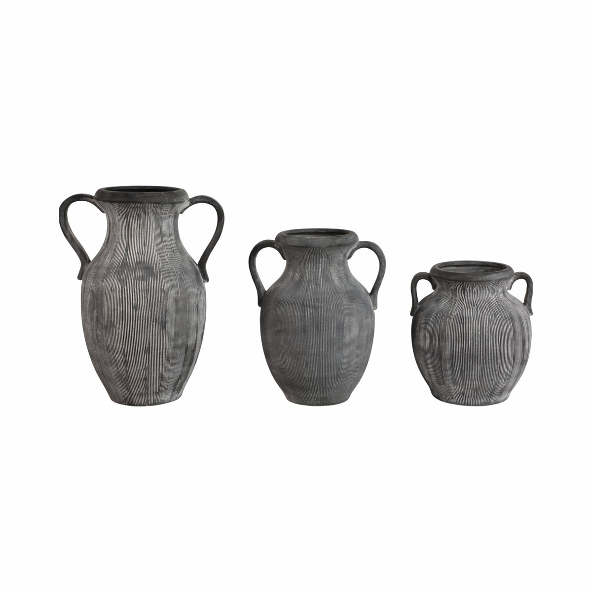 Black 15 in. Dolomite Amphora Weathered Vase