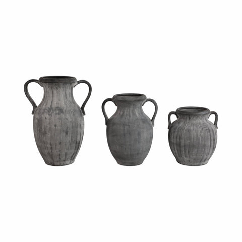 Black 15 in. Dolomite Amphora Weathered Vase