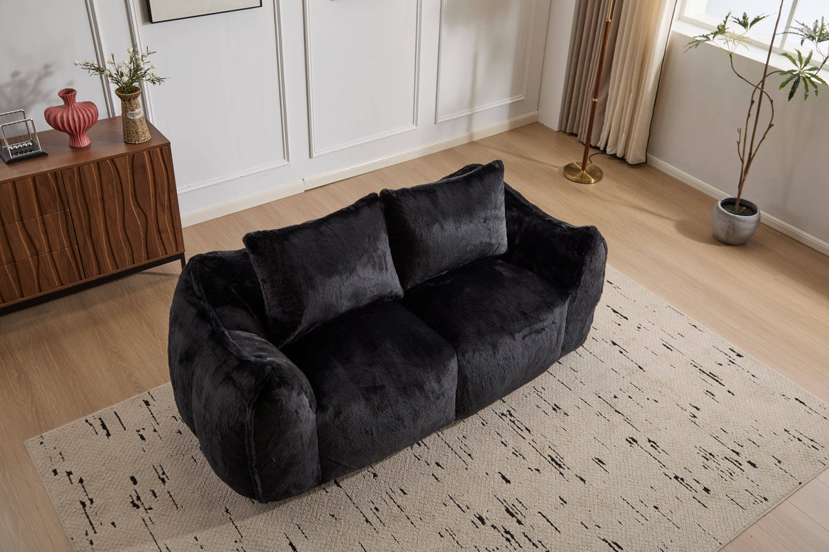 2-Seat Giant Faux Fur Bean Bag Couch ( 6 Colors) No Assembly: White