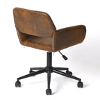 Adjustable Task Chair with Swivel Base Suede Brown/Beige: Ivory Beige