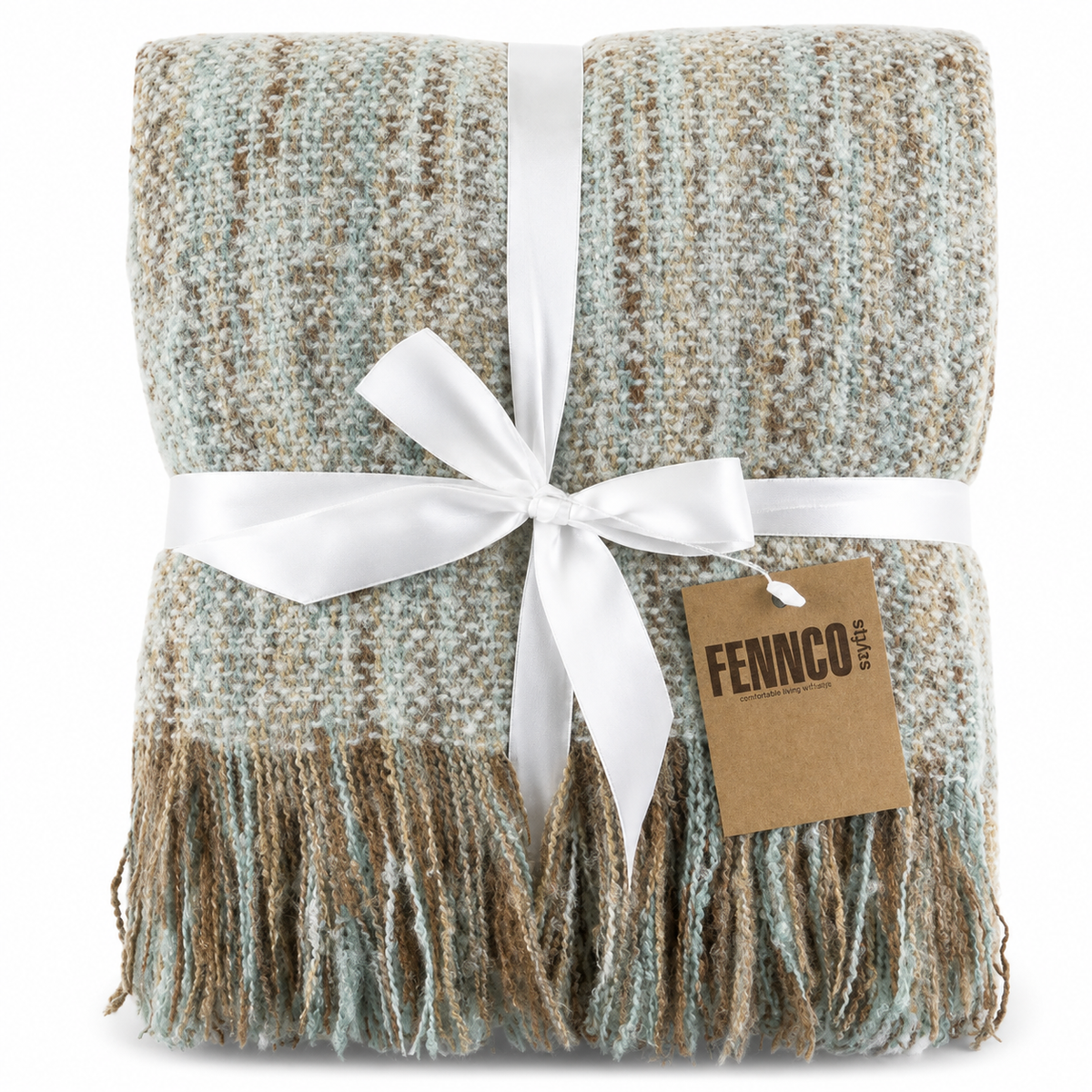 Aqua Faux Mohair Shabby 50"x60" Throw Blanket