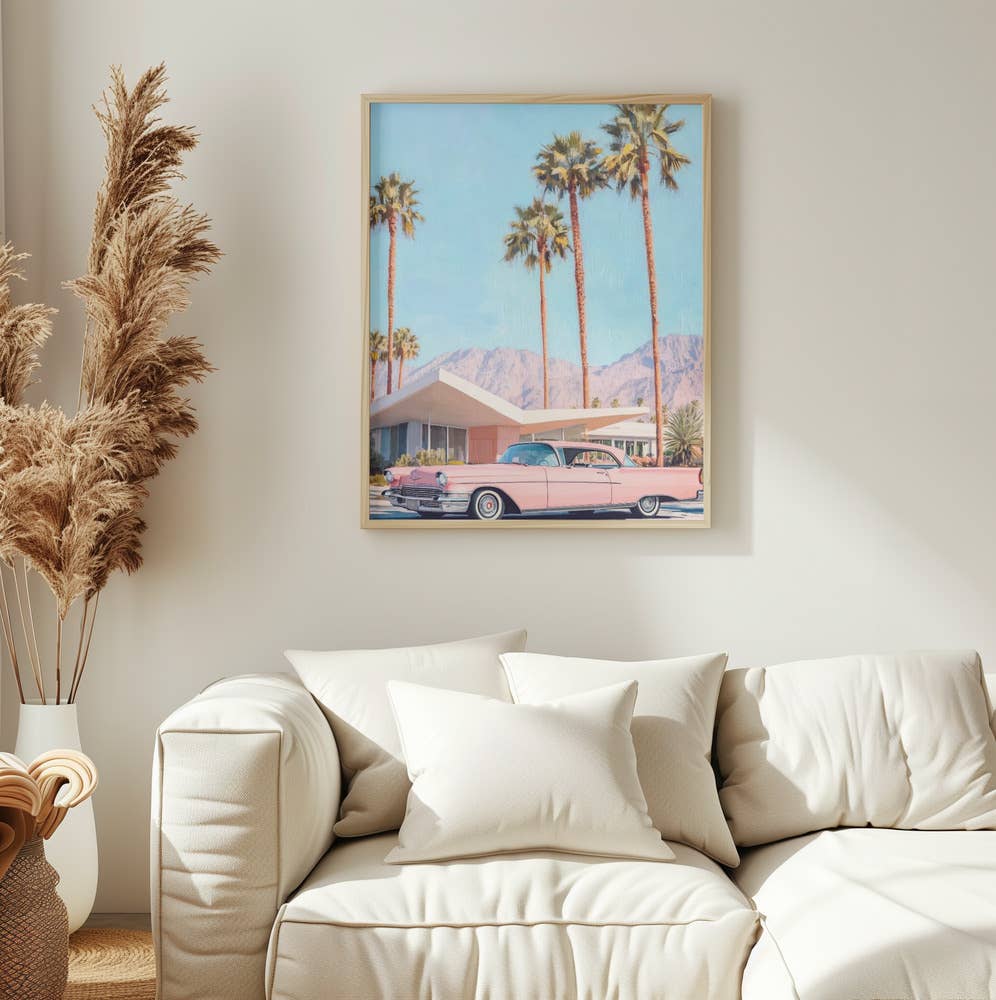 "California Vintage Car" Wall Art by Melloi Art Prints: Wrapped Canvas / 48"H x 36 "W