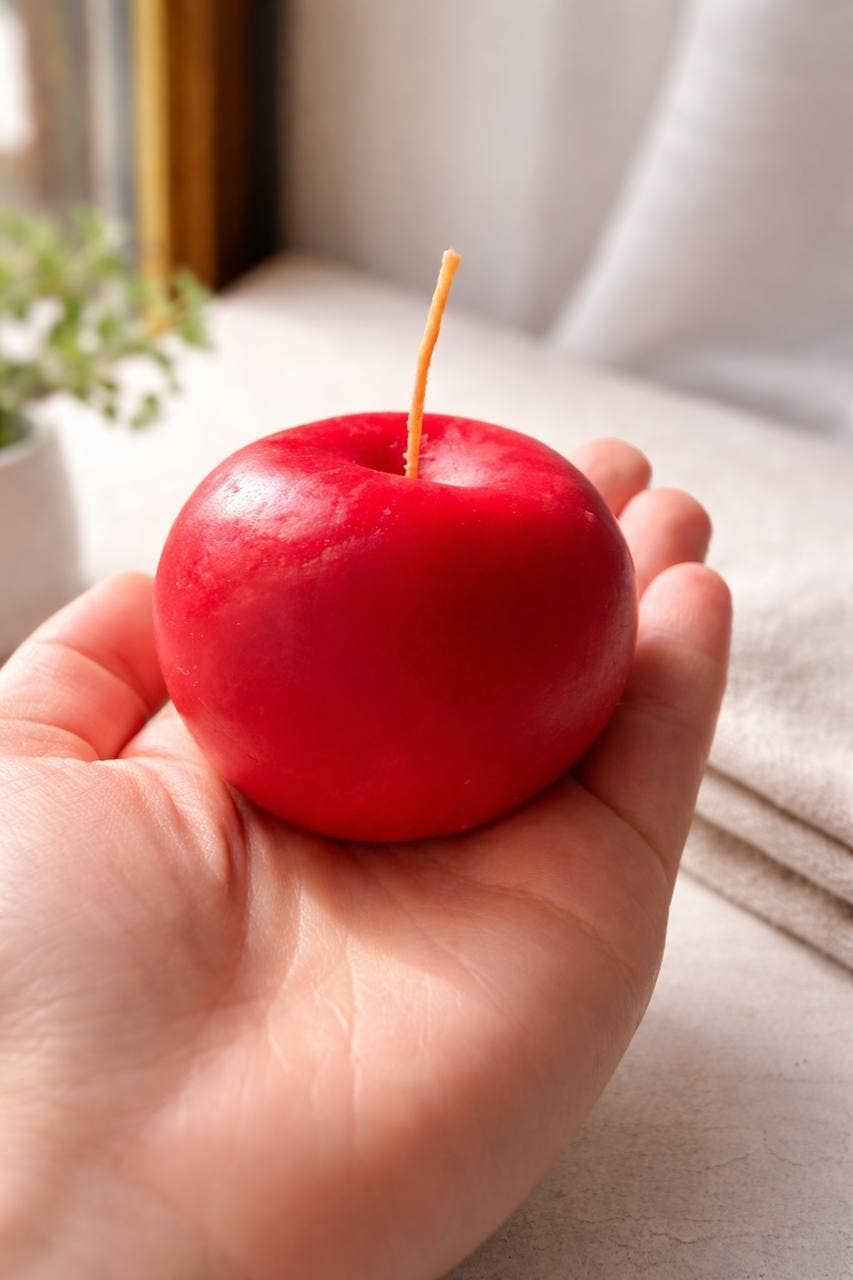 Realistic Red Apple Shaped Candle - Unscented & Scented: Apple Pie