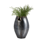 Decorative Vase - Black Metal Organic Edge Chipped, 14 in.