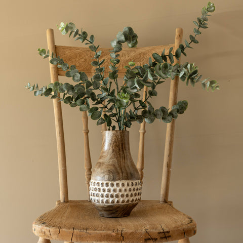 Gigi Whitewashed Wood Bead Dried Florals Vase