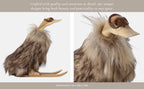 Decorative Figurine - Brown Wood Faux Fur Skiing Duck, 11 in
