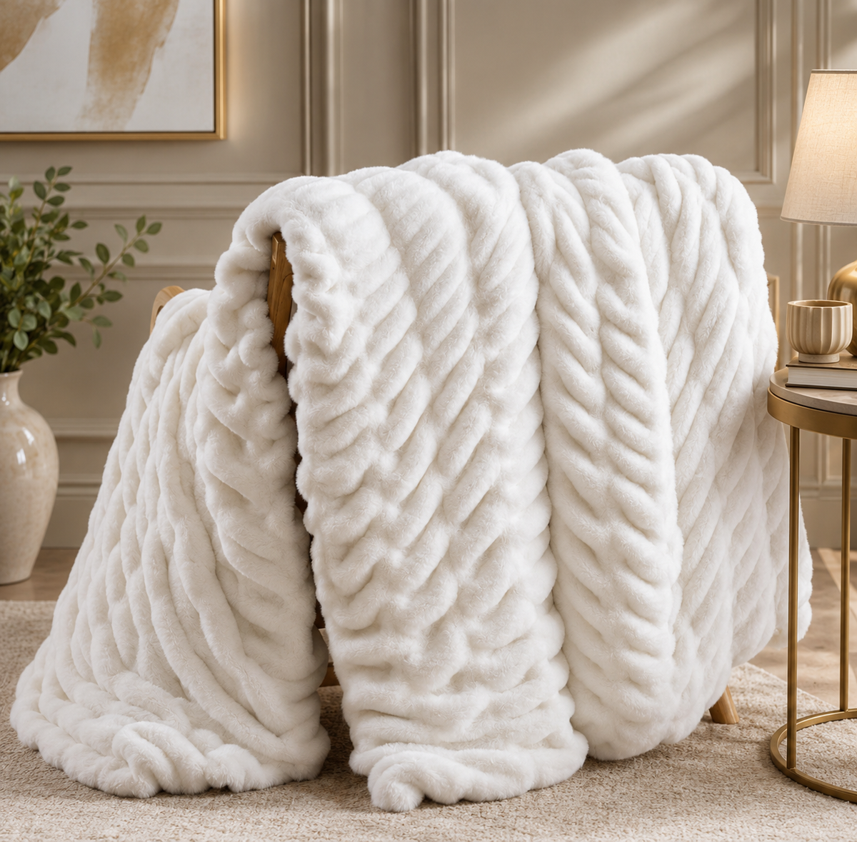 Luxe Double-Layer Faux Fur Throw Blanket – 50" x 60": Pink