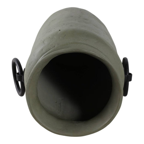 Decorative Vase - Green/Black Ceramic Metal Handles, 16 in.