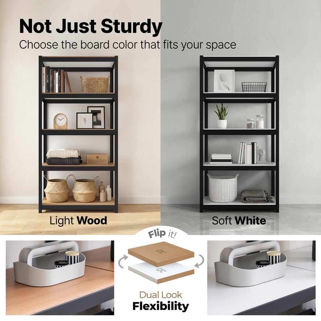 36"W 5-Tier Shelf for Closet, Pantry & Home Office, 1Pack: White