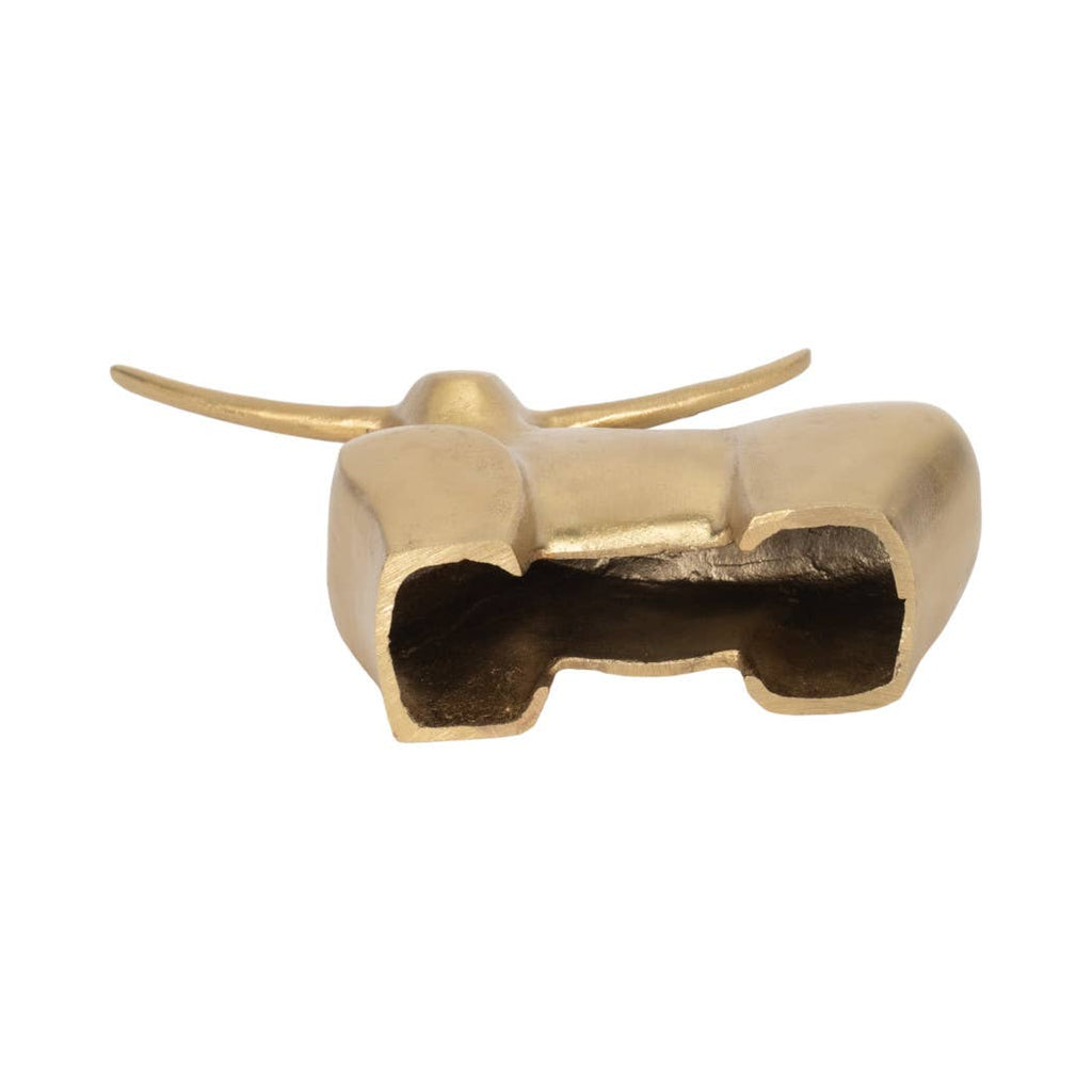 Decorative Figurine - Gold Metal Solid Standing Bull, 8 in.