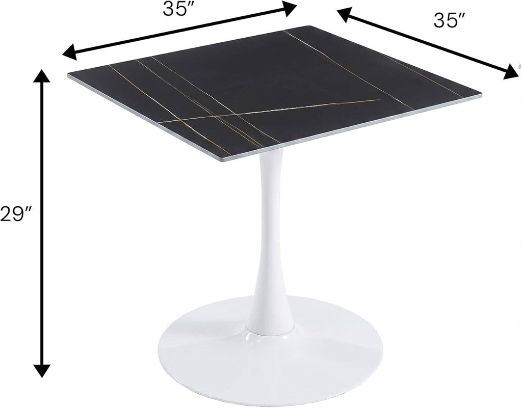 Bristol Sintered Stone Dining Table - Square Modern: Black / Black