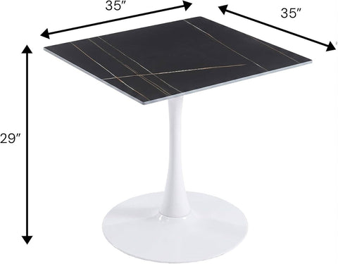 Bristol Sintered Stone Dining Table - Square Modern: Black / Black
