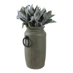 Decorative Vase - Green/Black Ceramic Metal Handles, 16 in.