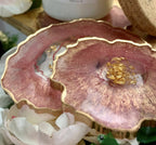 Set of 4 Free Form Geode Coasters: Turquoise / Gold