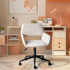 Adjustable Task Chair with Swivel Base Suede Brown/Beige: Ivory Beige