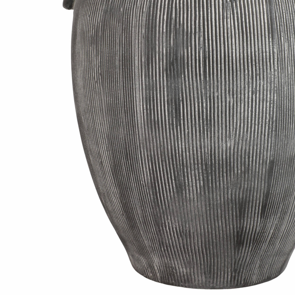 Black 15 in. Dolomite Amphora Weathered Vase