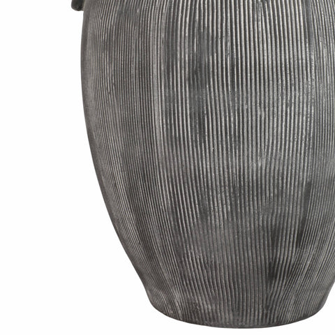 Black 15 in. Dolomite Amphora Weathered Vase