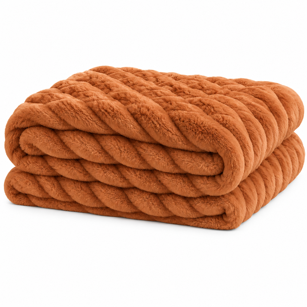 Luxe Double-Layer Faux Fur Throw Blanket – 50" x 60": Pink