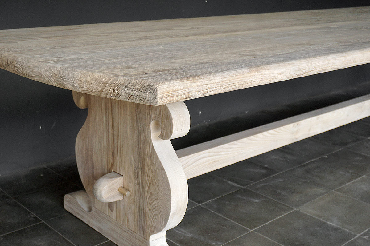 Baroque Style Teak Table – Reclaimed Weathered Teak