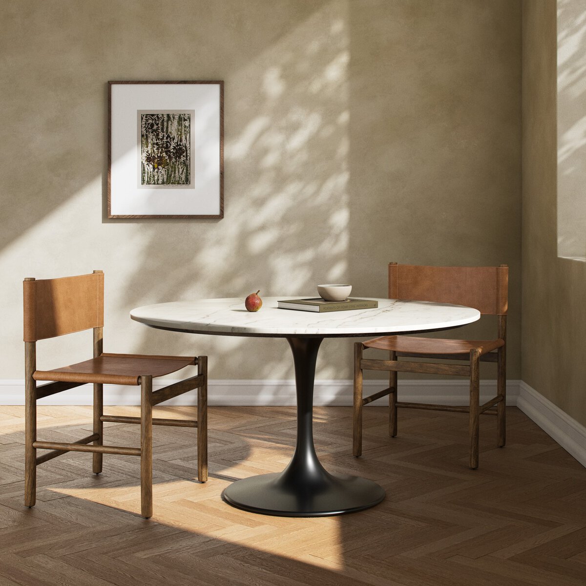 Powell Dining Table-White Marble