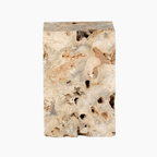 FAYDON END TABLE-ROMANO FOSSE TRAVERTINE - Hedi's Furniture