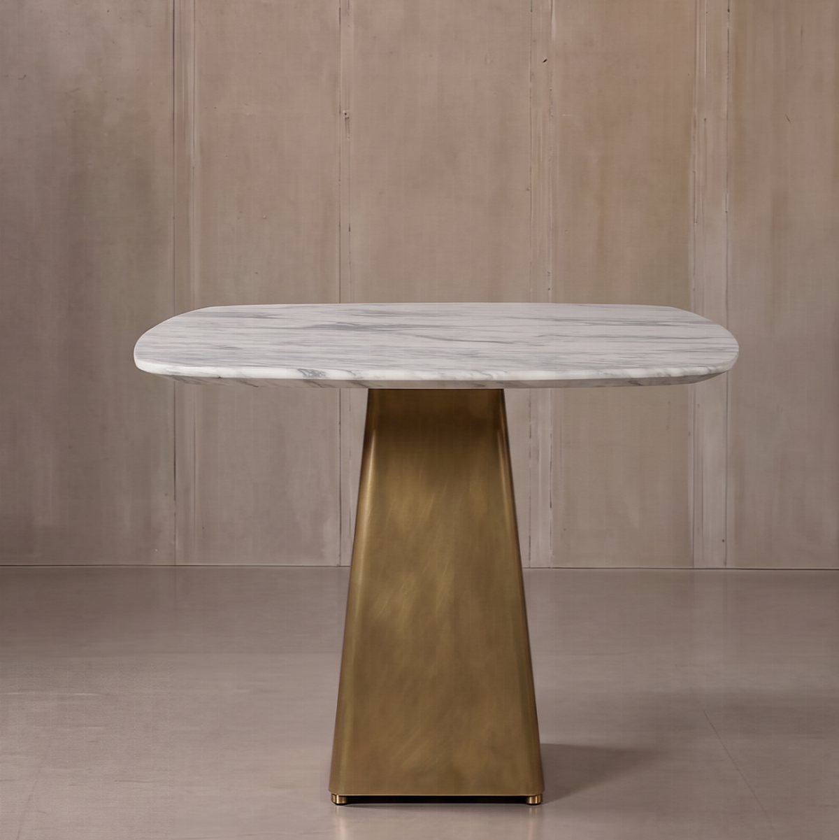 Equilateral Bistro Table - Arabescato/Brass, 2 CARTONS