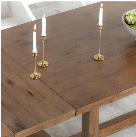 Lyra Pine Wood 80-110" Ext Dining Table Smoke Brown