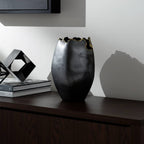 Decorative Vase - Black Metal Organic Edge Chipped, 14 in.