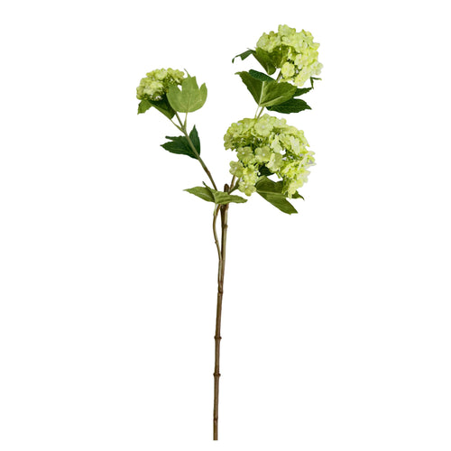 27"-3 Blooms-faux Snowball hydrangea spray: Off-White