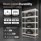 48"W 5-Tier Heavy Duty Storage Rack for Industrial, 1Pack: White