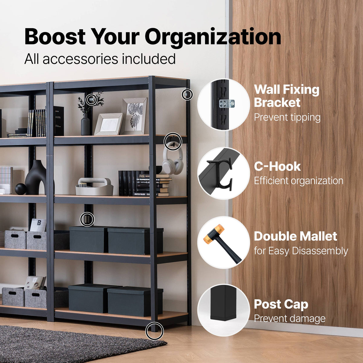 36"W 5-Tier Shelf for Closet, Pantry & Home Office, 1Pack: White