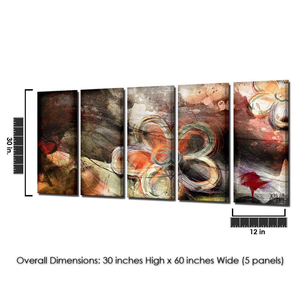 Painted Petals XV' Canvas Wall Art: 30 inches High x 12 inches Wide x 5 Panels