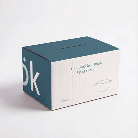 Kook Ceramic Soup Bowls with Handles, 26.5 oz, Set of 4
