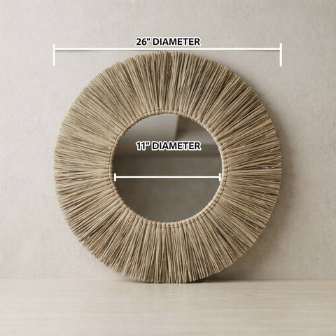 Round Seagrass Wall Mirror — Wholesale Case of 5
